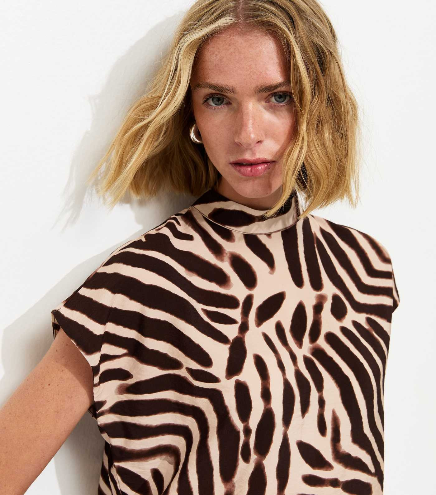 Brown Animal Print High Neck Top | New Look | New Look (UK)