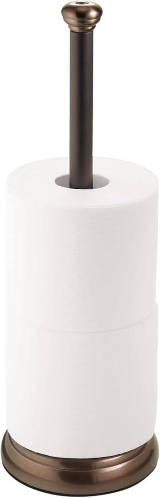mDesign Metal Free-Standing Toilet Paper Holder with Stainless Steel Tube, Stand with Storage Rol... | Amazon (US)