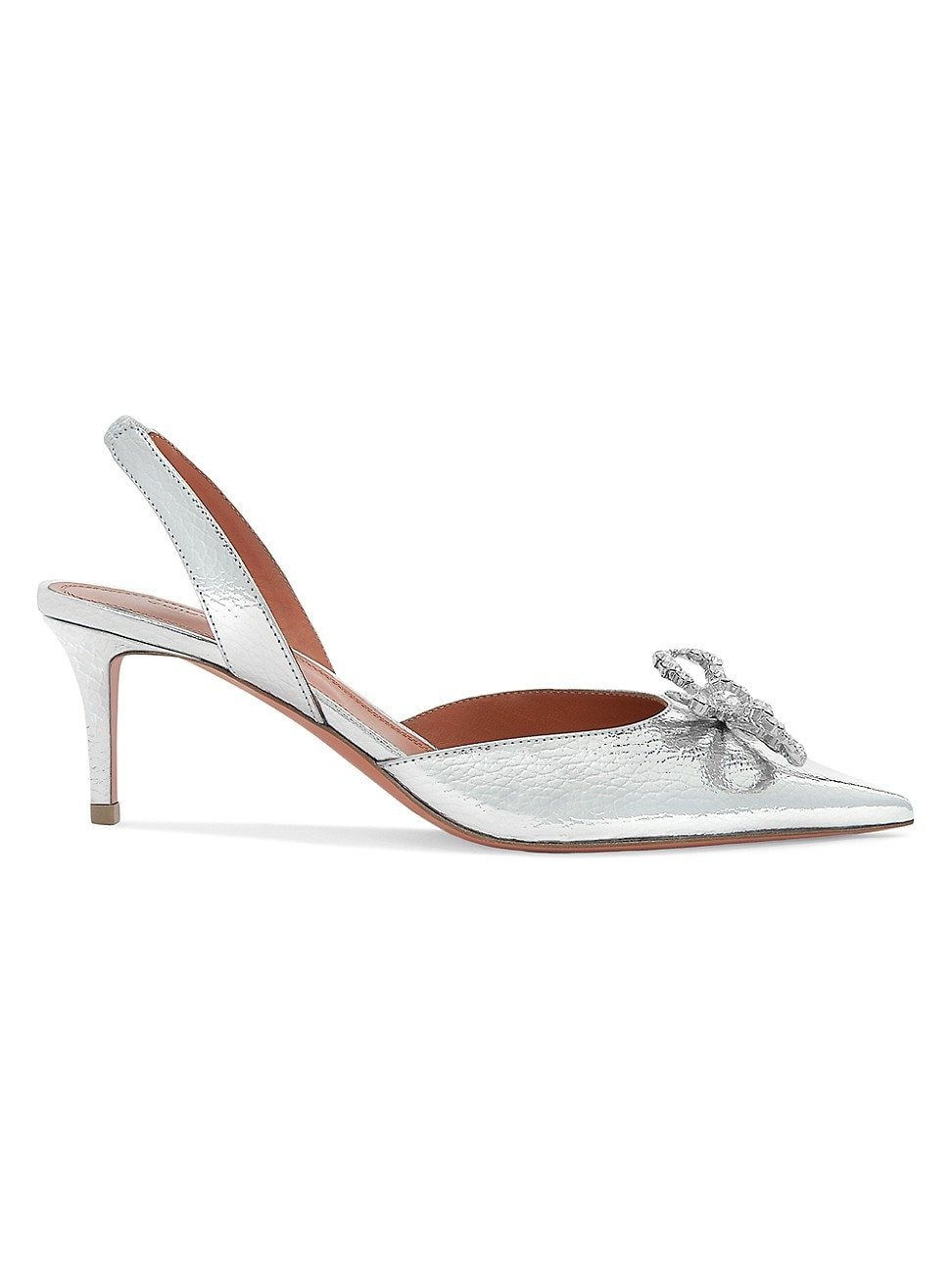Women's Rosie 60MM Mirror Leather Slingback Pumps - Silver - Size 12 | Saks Fifth Avenue