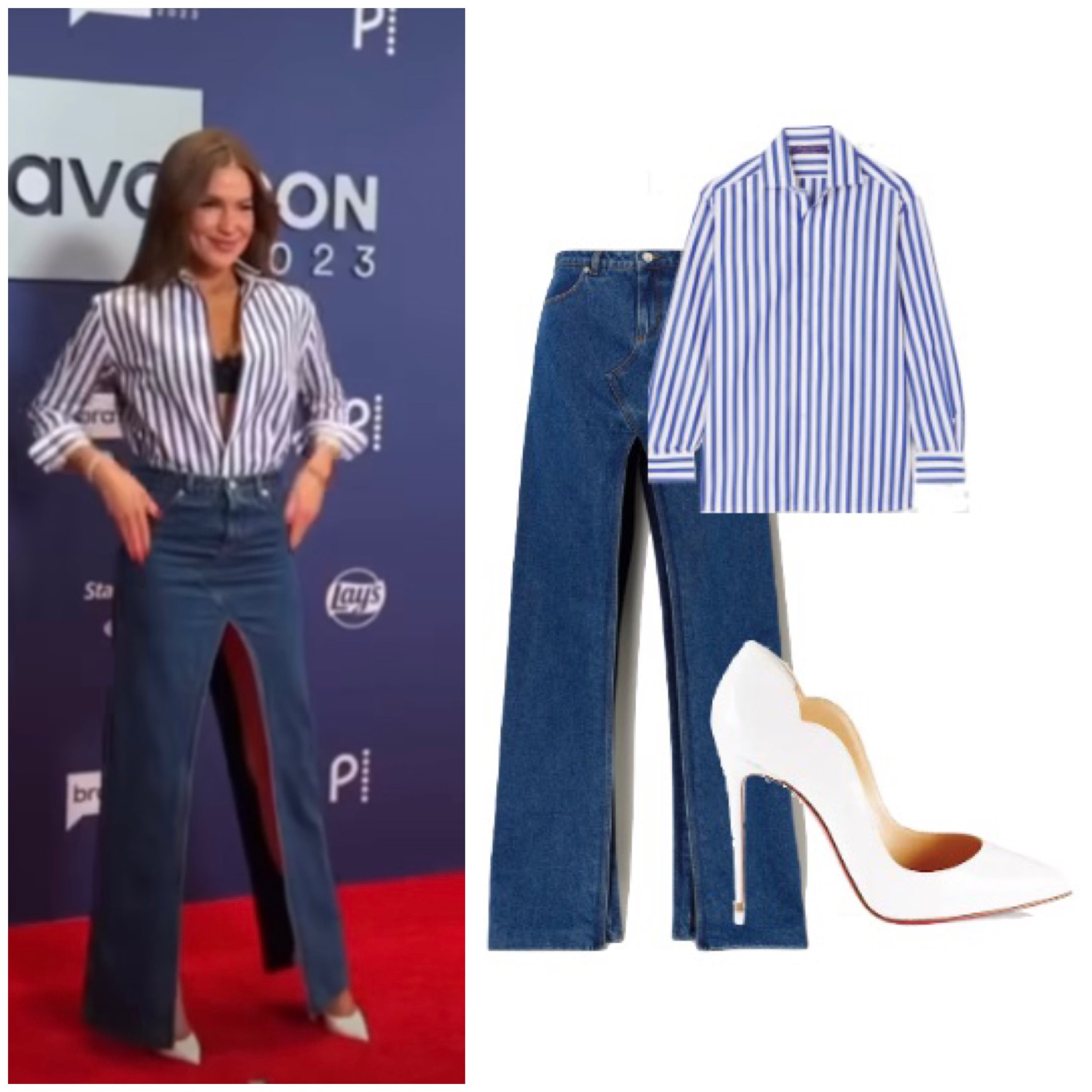 Brynn Whitfield’s Denim Maxi Skirt and Striped Shirt at Bravocon