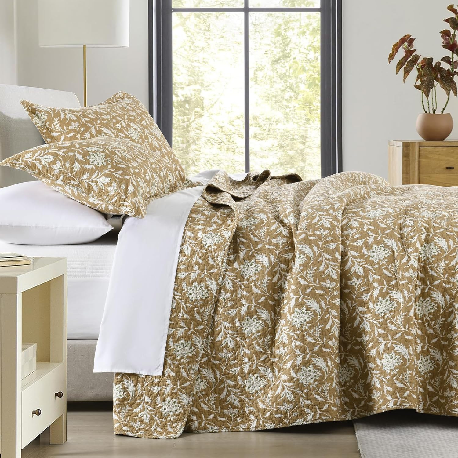 Finlonte Quilt King Size 100% Cotton Lightweight Soft King Quilt Vintage Botanical Quilted Bedspr... | Amazon (US)