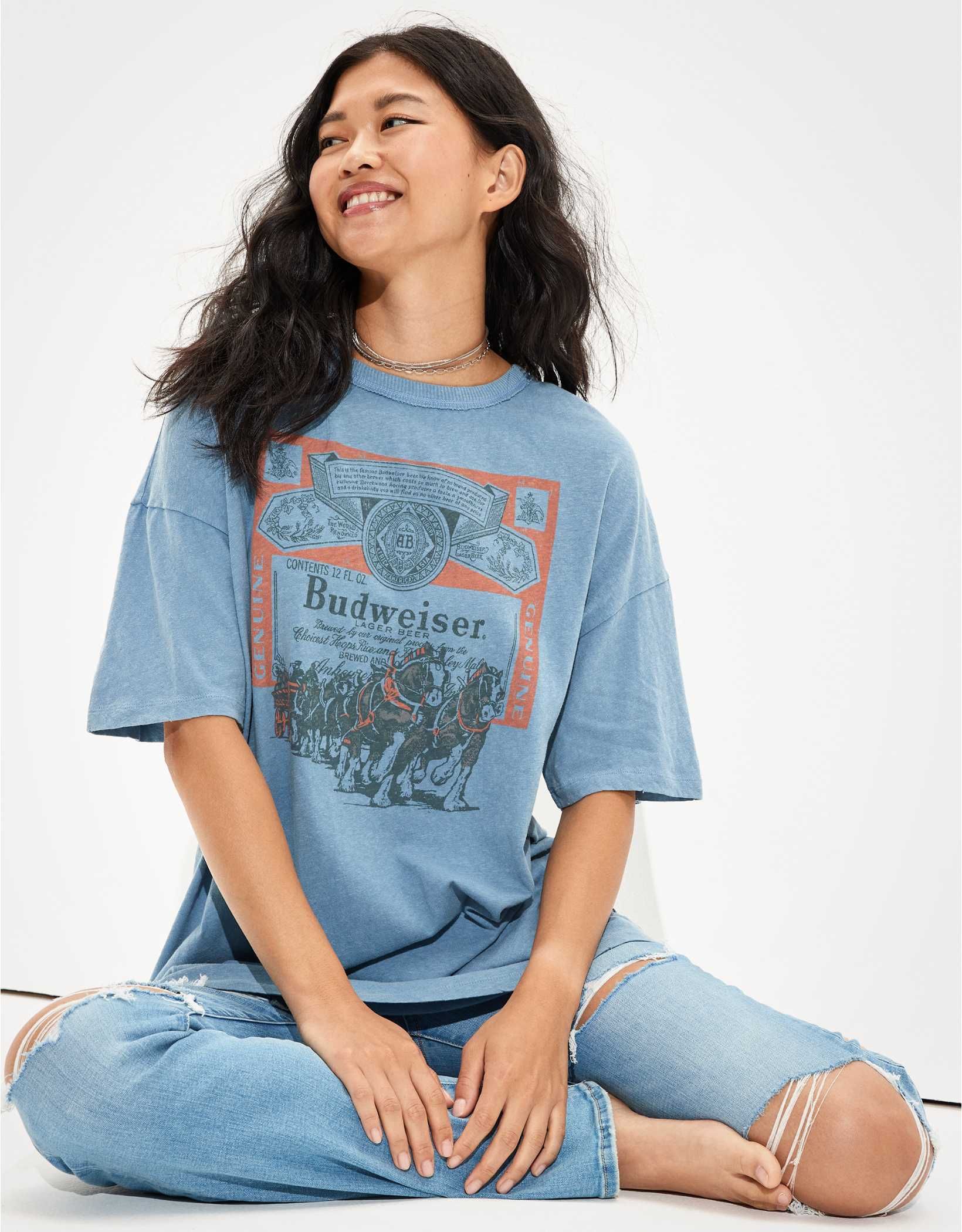 Tailgate Women's Budweiser Oversized Graphic T-Shirt | American Eagle Outfitters (US & CA)