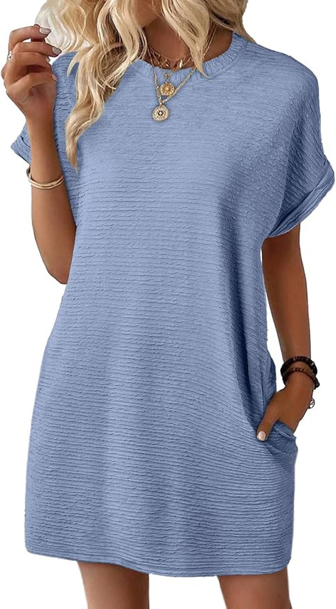 EVALESS Womens Summer Dresses Fashion 2025 Short Sleeve Spring Mini Dress Casual Beach Vacation C... | Amazon (US)