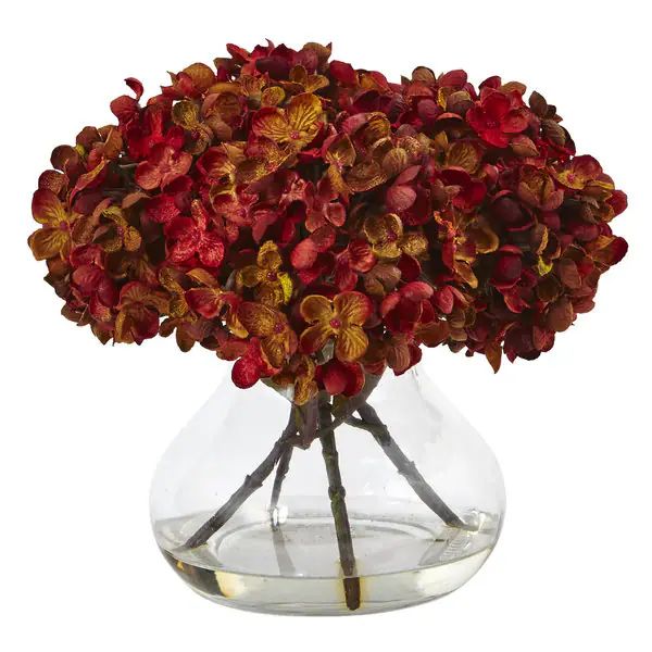 Nearly Natural Hydrangea with Vase Silk Flower Arrangement - Bed Bath & Beyond - 13212544 | Bed Bath & Beyond