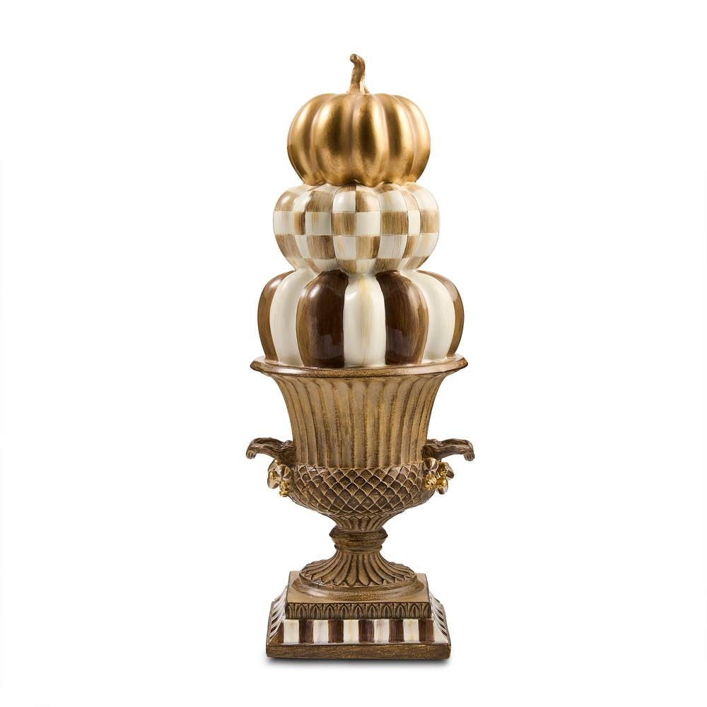 Tabletop Stacked Pumpkins in Urn | MacKenzie-Childs