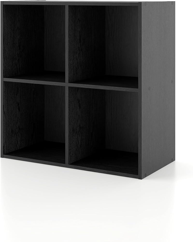 HOMES: INSIDE + OUT Apexa 4 Cube Storage Organizer Shelves, Stackable Wood Bookcase Fits Cubby Bi... | Amazon (US)