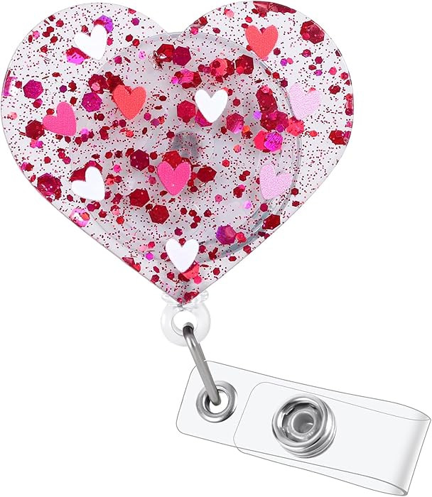 Funny Pink Love Heart Nurse Badge Reel, Cute Valentines Day Retractable ID Card Badge Holder, Nam... | Amazon (US)
