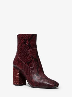 Marcella Flex Snake Embossed Leather Ankle Boot | Michael Kors US