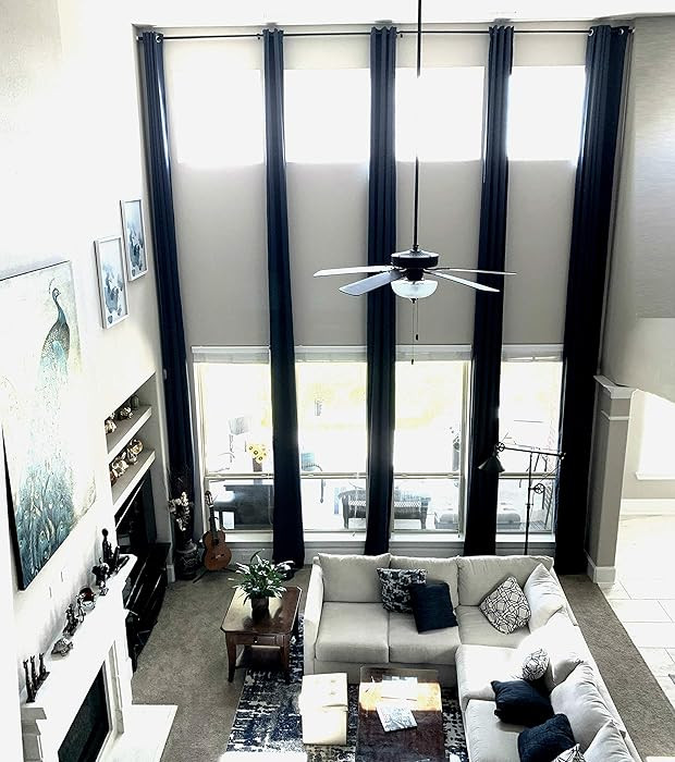 Ikiriska Blackout Extra Long Curtain. 12-24 ft Long Darkening Custom Made Drape (Black, 50”Wx24... | Amazon (US)