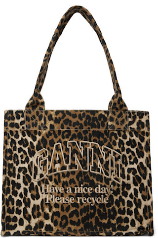 Brown Leopard Large Canvas Tote | SSENSE