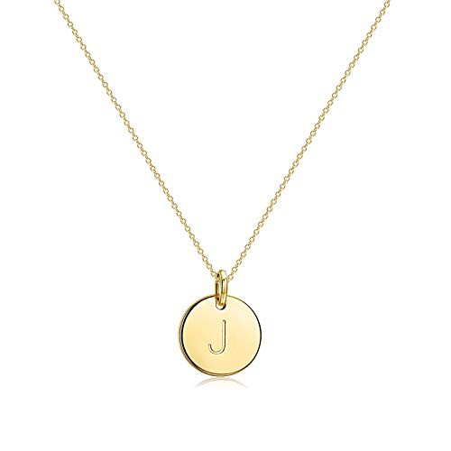 Befettly Initial Necklace,14K Gold-Plated Children Necklace Round Disc Double Side Engraved Hamme... | Amazon (US)