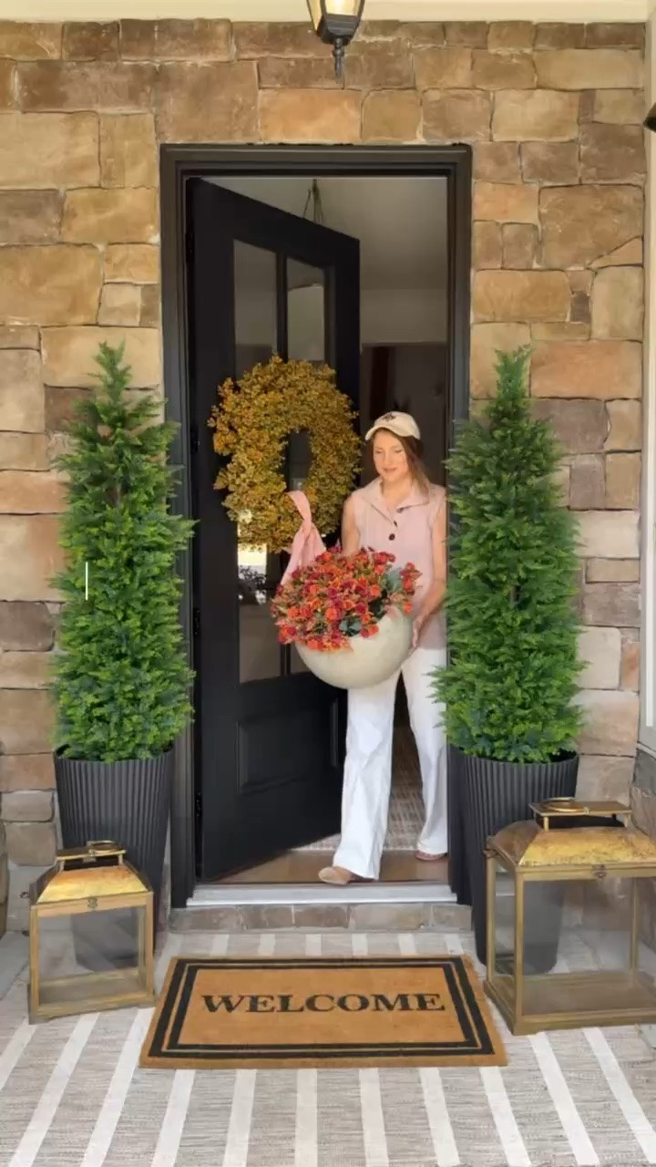 How we decorated our front porch and front door for fall 🍂 A pop of autumnal colors, some cozy lantern accents, and a new seasonal wreath. Small upgrades that feel perfect for this time of the year!

#LTKHome #LTKSeasonal