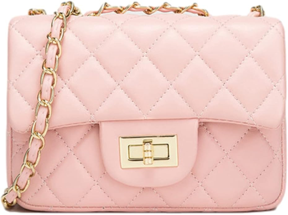 Women's Quilted Shoulder Bag | Chain Link Strap Clutch Purse | Crossbody Mini Messenger Handbag (... | Amazon (US)