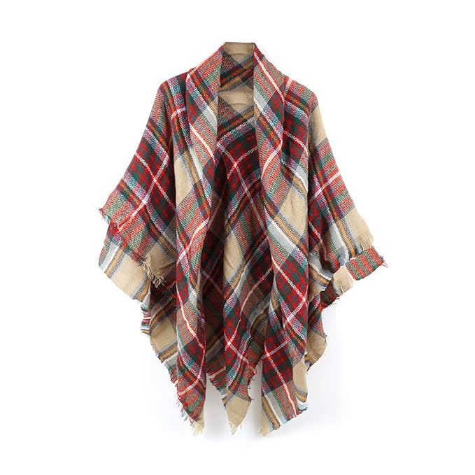 Women's Cozy Tartan Blanket Plaid Scarf Wrap Shawl Scarves Checked Pashmina Cape | Amazon (US)