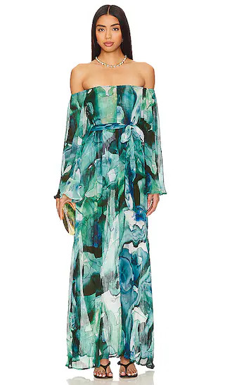 Malia Pleated Dress in Tropic Ink | Revolve Clothing (Global)