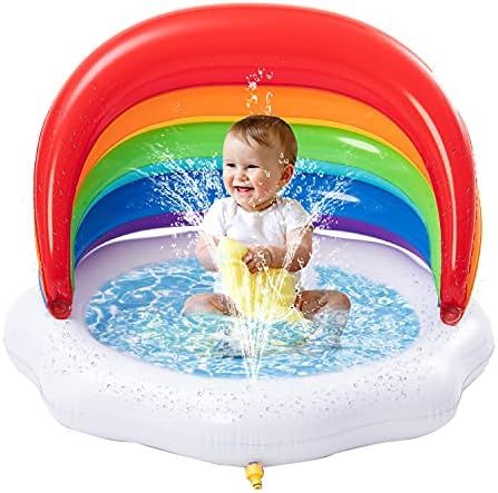 Sloosh Inflatable Sprinkler Baby Pool with Canopy Rainbow Kiddie Pool, Wading Pool for Learning,I... | Amazon (US)