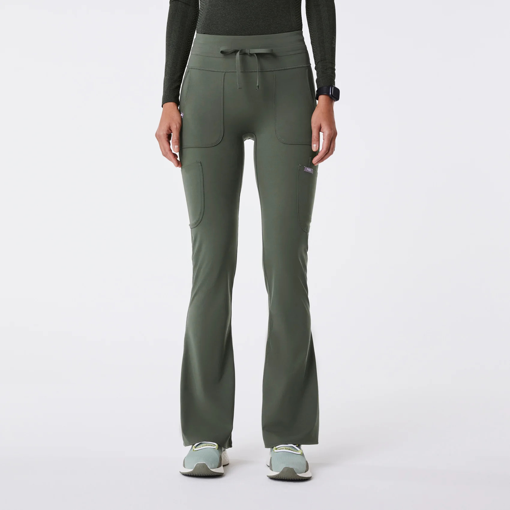 Women's High Waisted Seville Flare ScrubLegging™ - Moss · FIGS | FIGS