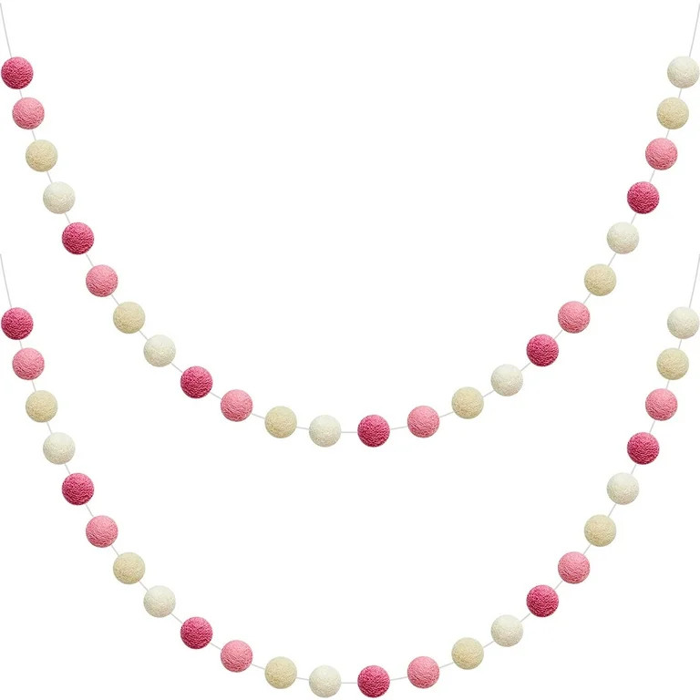 Sunjoy Tech Wool Felt Ball Garland, Colorful Pom Pom Garland, 30 pcs Ball Garland for Mardi Gras ... | Walmart (US)