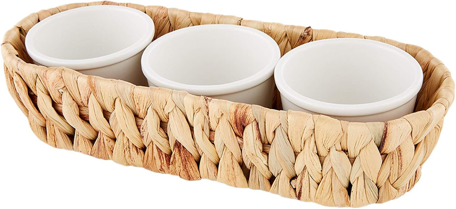 Mud Pie DIP BOWLS IN WATER HYACINTH, 2 3/4" x 9 3/4", Brown | Amazon (US)
