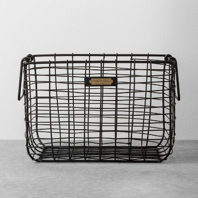 Medium Wire Storage Basket Black - Hearth & Hand™ with Magnolia: Metal Rectangular Organizer, Farmhouse Decor, Spot Clean | Target