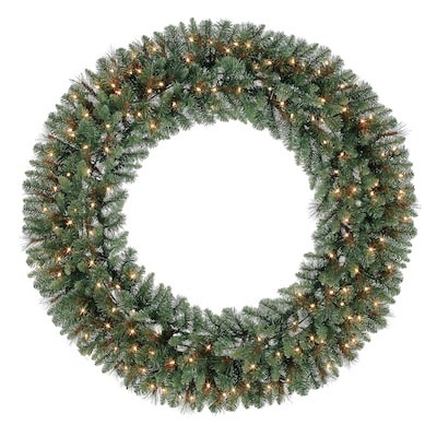 Holiday Living  48-in Pre-lit Outdoor Green Scottsdale Pine Artificial Christmas Wreath | Lowe's