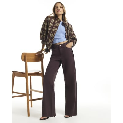Brown High Waisted Relaxed Straight Leg Jeans | River Island UK & IE
