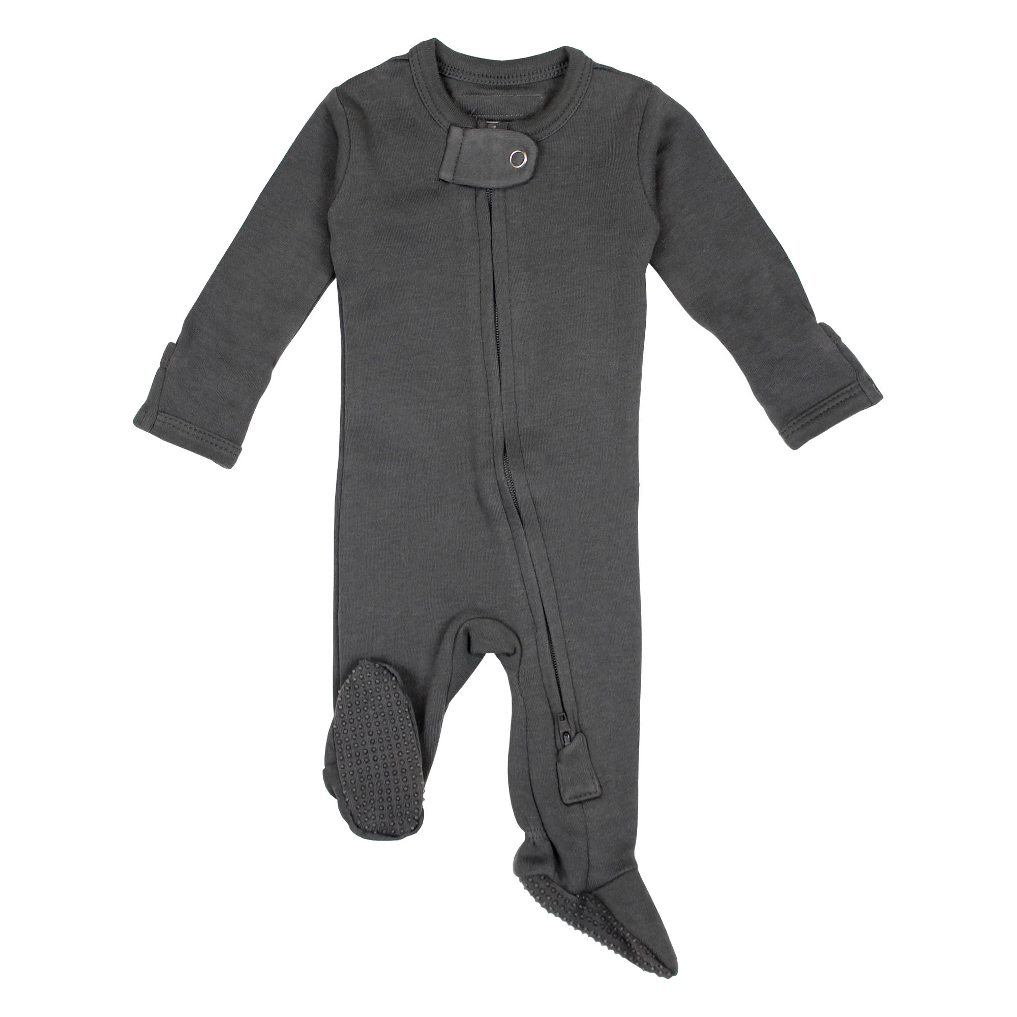 Organic Zipper Footie in Gray | L'ovedbaby