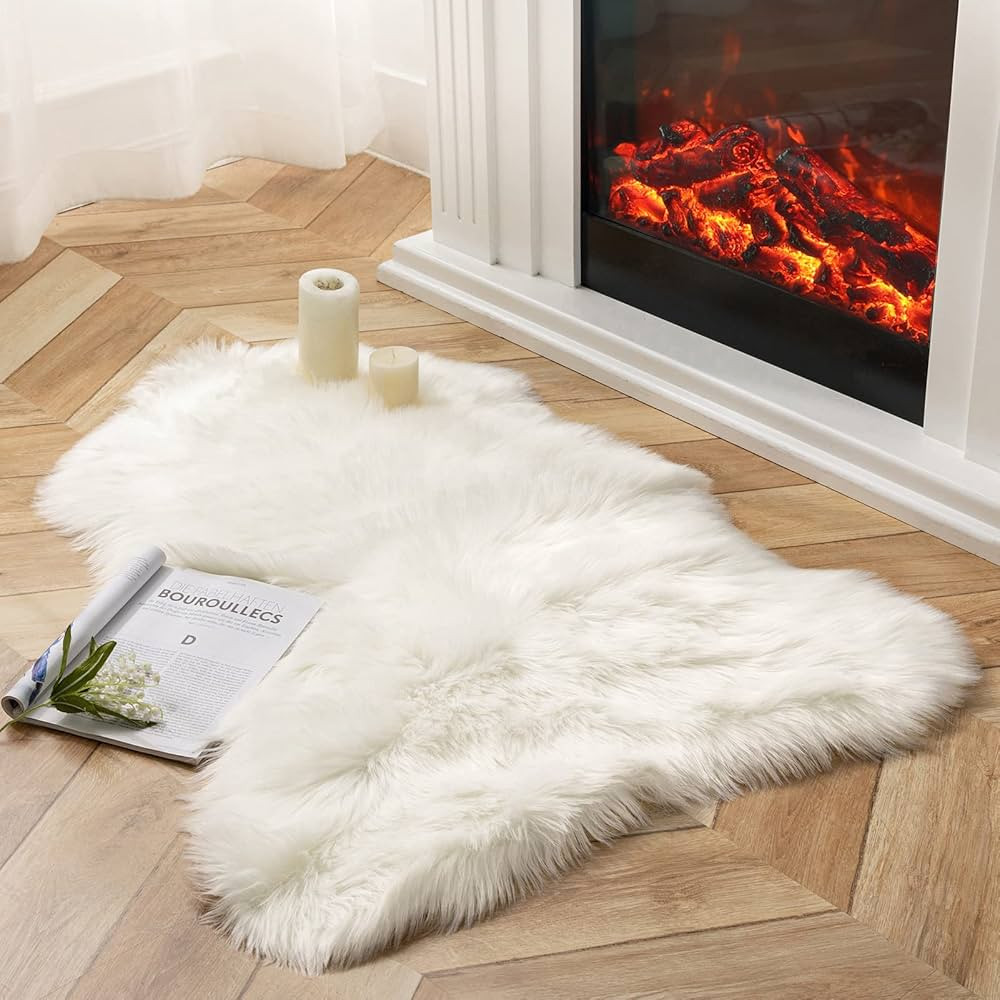 Ashler Faux Fur Rug, White Area Rugs, Fluffy Sheepskin Fur Rug, Fuzzy Ultra Soft 2.3 x 3.3 Ft Rug... | Amazon (US)