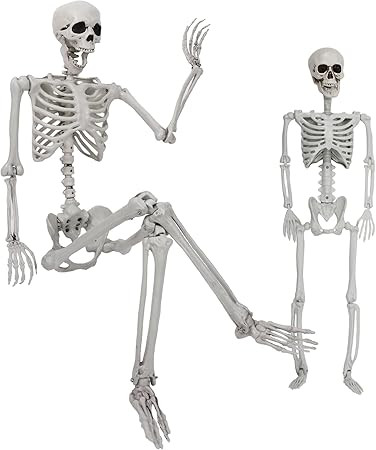 BADCOLOR Halloween Life Size Skeleton Adult (5' 4")& Child (3') Poseable Skeleton,Full Size Skele... | Amazon (US)