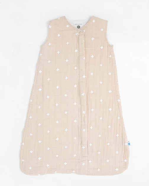 Cotton Muslin Sleep Bag - Taupe Cross | Little Unicorn