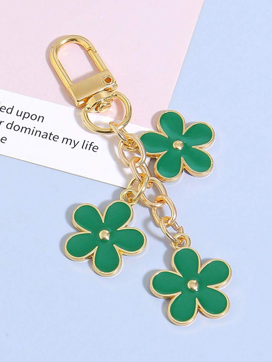 1pc Women's Elegant Metal 5-Petal Flower Key Chain, Minimalist Floral Bag/Car Key Holder | SHEIN