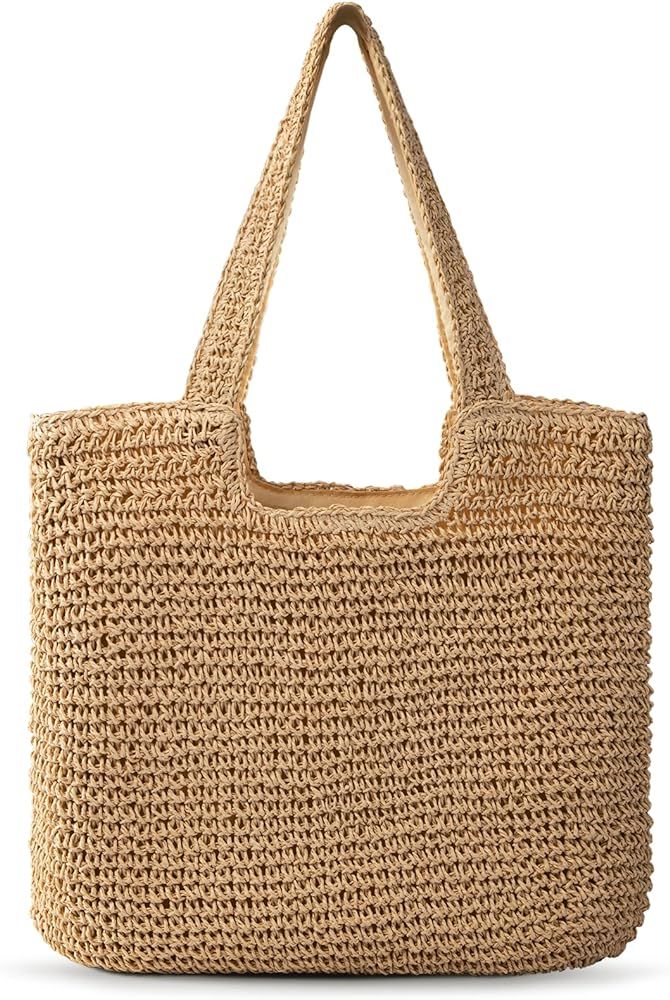 Trifabricy Beach Bag, Large Beach Bag for Women, Woven Straw Beach Tote Bag Waterproof, Weaving S... | Amazon (US)