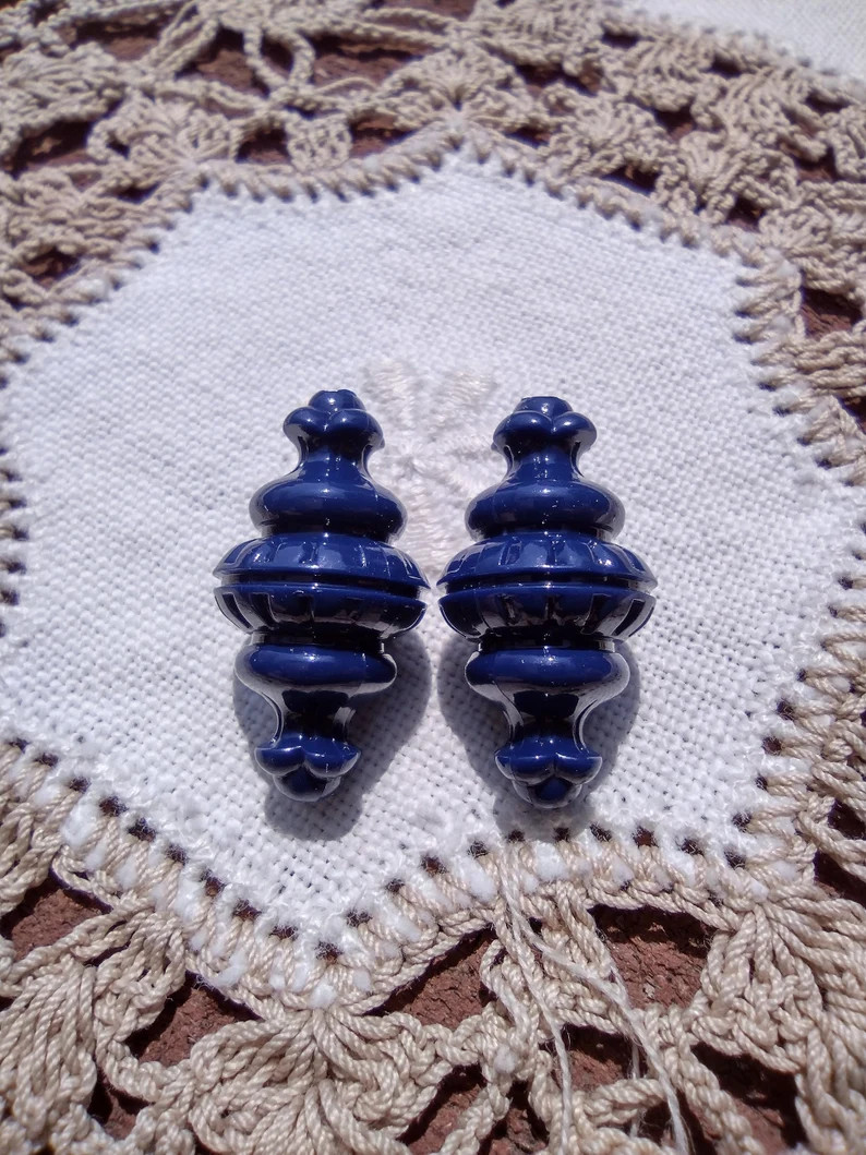 Midnight Navy Blue Intricate Architectural Vintage Lucite Beads | Etsy (US)