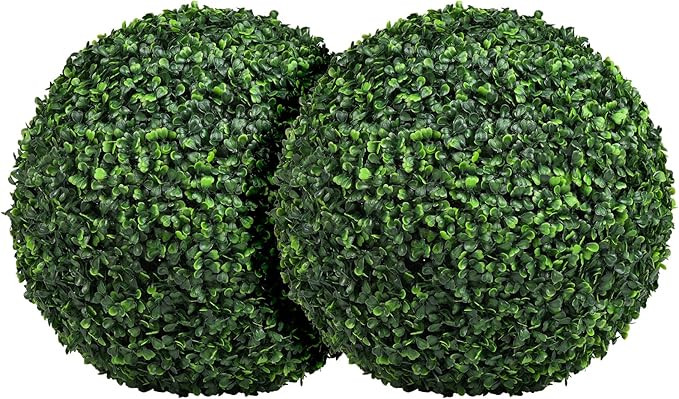 2 PCS Artificial Plant Topiary Ball 20'' Faux Boxwood Balls for Outdoors, Porch Decor for Backyar... | Amazon (US)