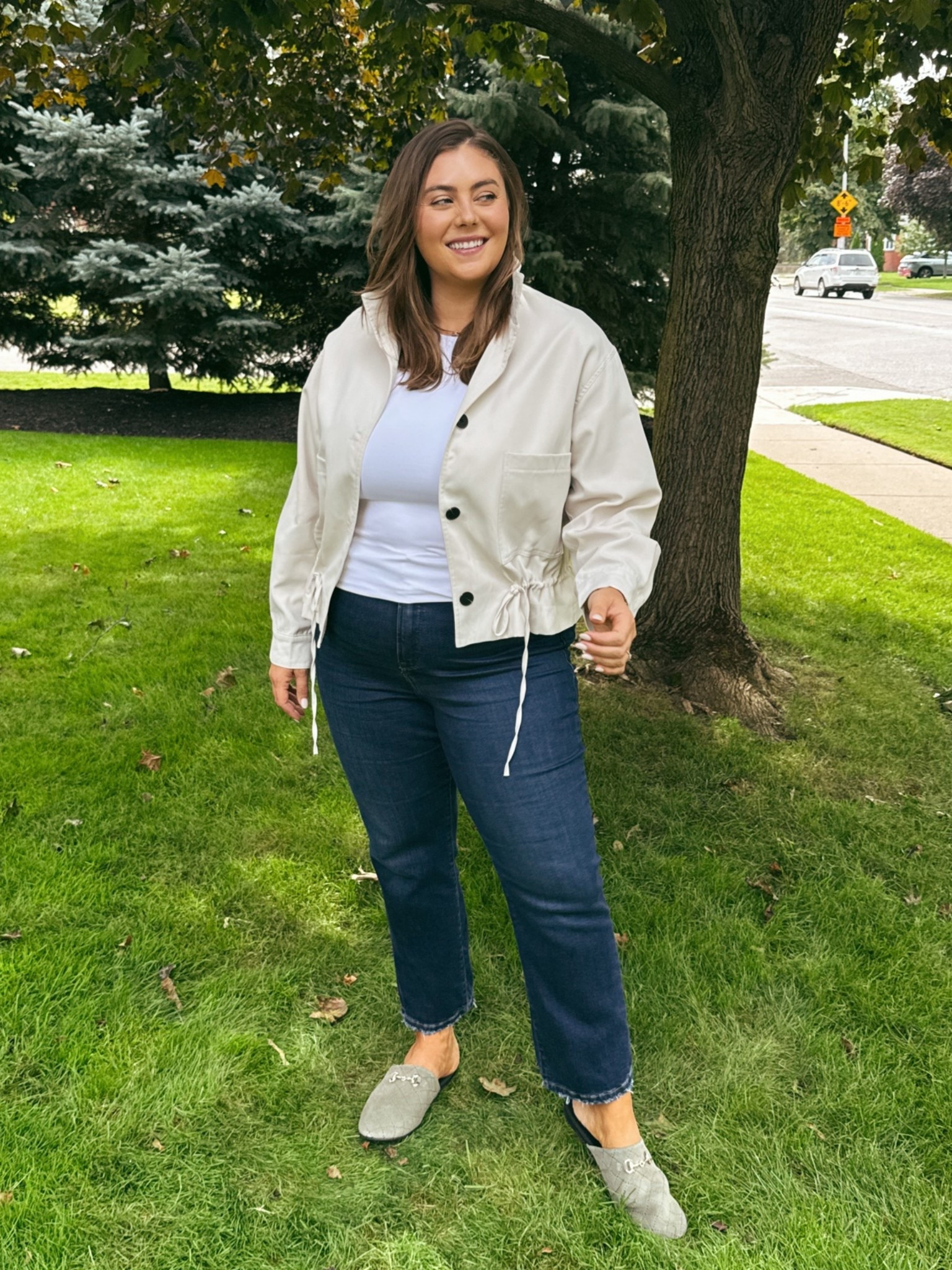 Wearing size XXL in jacket, 16Plus in jeans (use CARALYN15 at Good American), and 2X in tee (use CARALYN15 on your first order at Spanx)

#LTKootd #LTKSeasonal #LTKPlusSize