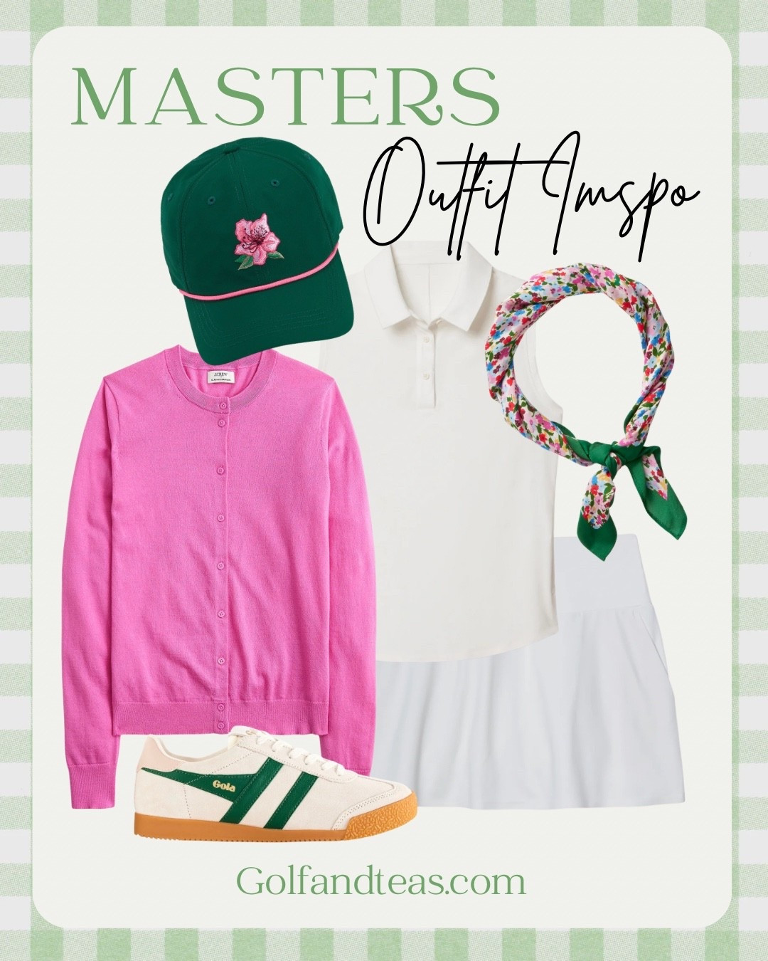 Whether you’re hitting the Masters or traveling to warmer climates for a golf trip, this is the outfit to pack. Love the monochrome outfit with the pop of color with this sweater. Scarves are the hottest trend and this one pulse out the green of Augusta and the azaleas that line the fairways. Check it out  

#LTKTravel #LTKOver40 #LTKSeasonal