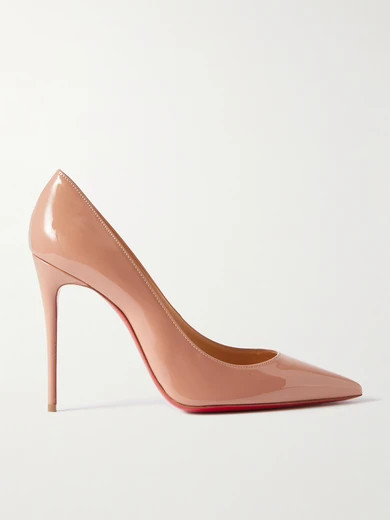 Christian Louboutin - Pigalle 100 Patent-leather Pumps - Neutral | NET-A-PORTER (US)