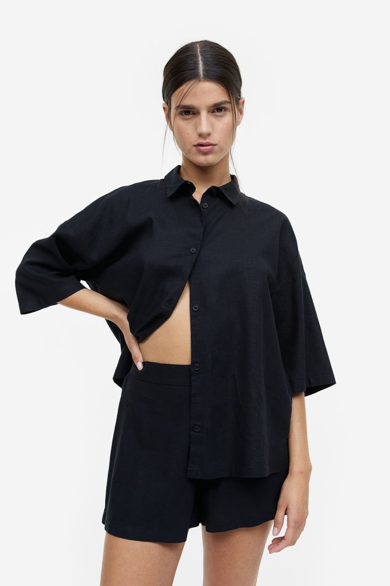 Linen-blend pyjamas | H&M (US + CA)