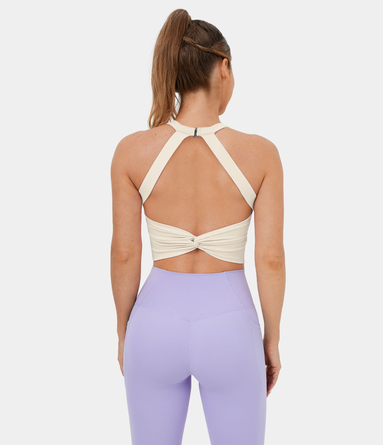 Women’s Softlyzero™ Plush Backless Cut Out Twisted Cropped Yoga Tank Top - Halara | HALARA