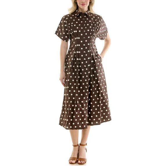 Nicole Miller Pintuck Waist Shirtdress, Sizes 4-16 | Walmart (US)