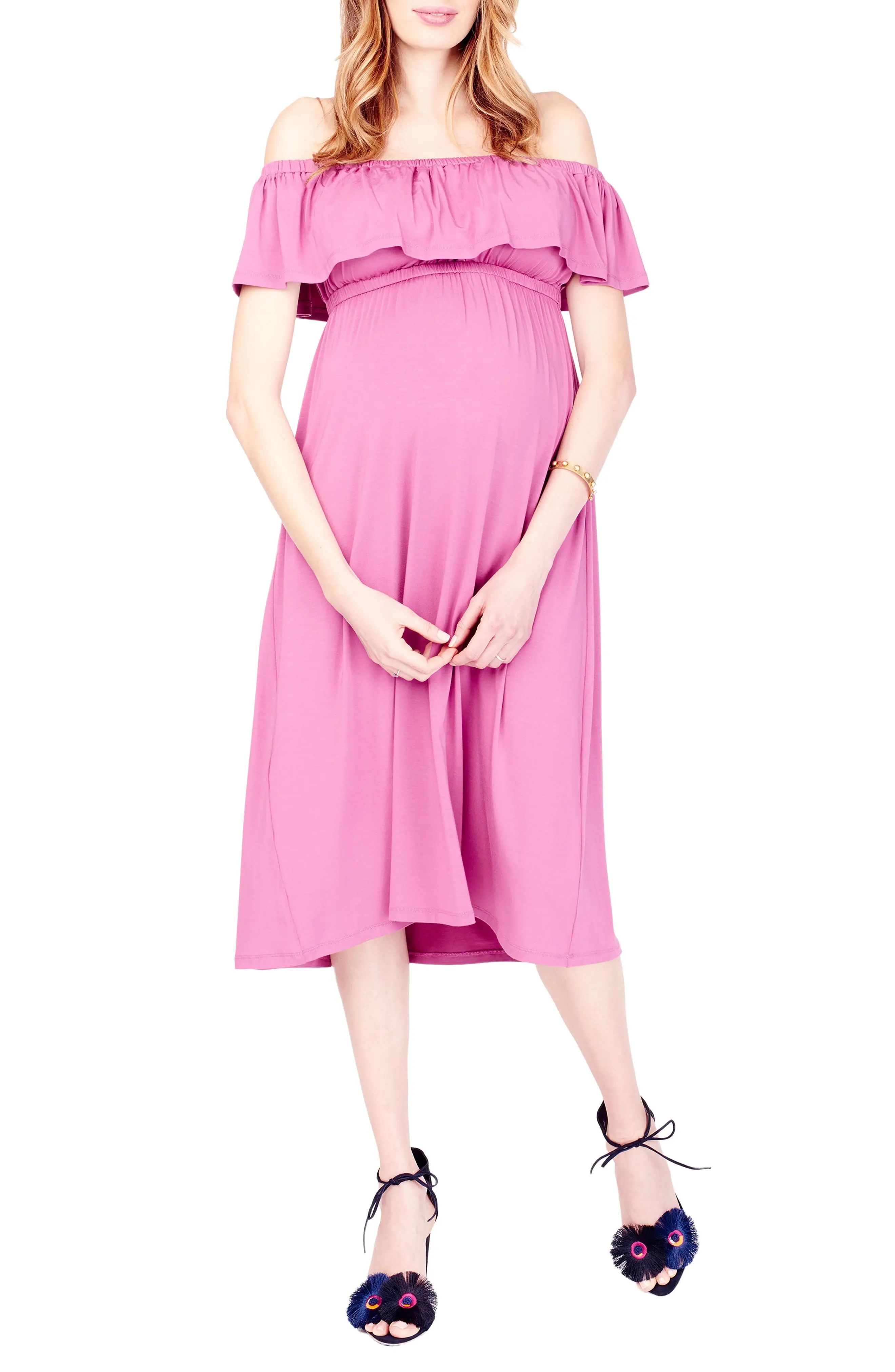 Off the Shoulder Maternity Midi Dress | Nordstrom