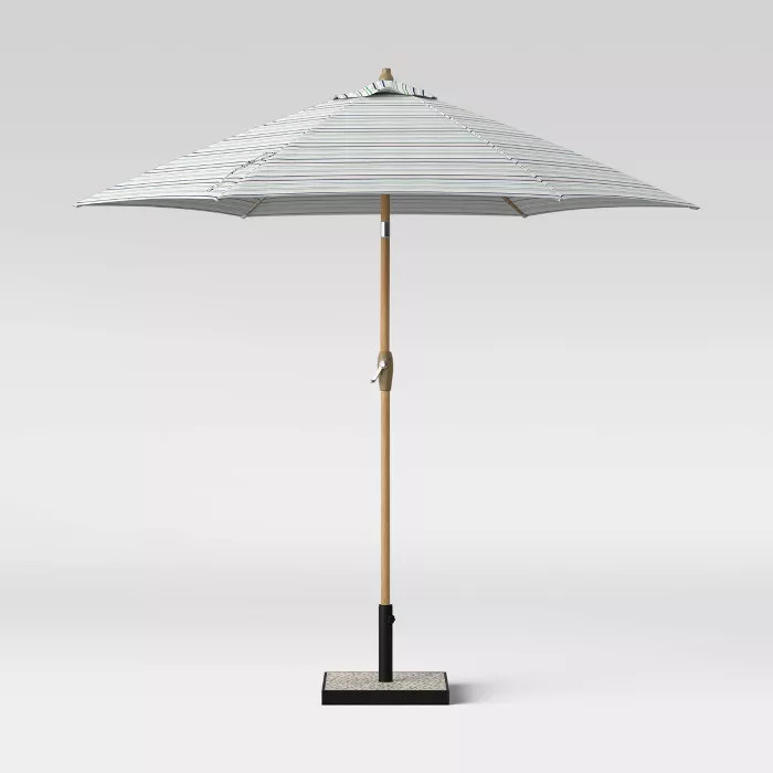 9' Round Colorful Stripe Patio Umbrella - Light Wood Pole - Threshold™ | Target