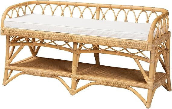 Baxton Studio Leryn Modern Bohemian Natural Brown Rattan Bench       
        
            
     ... | Amazon (US)