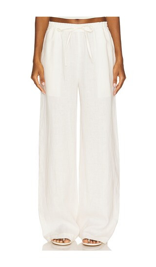 Enza Costa Linen Resort Pant in White. - size 0 | Revolve Clothing (Global)