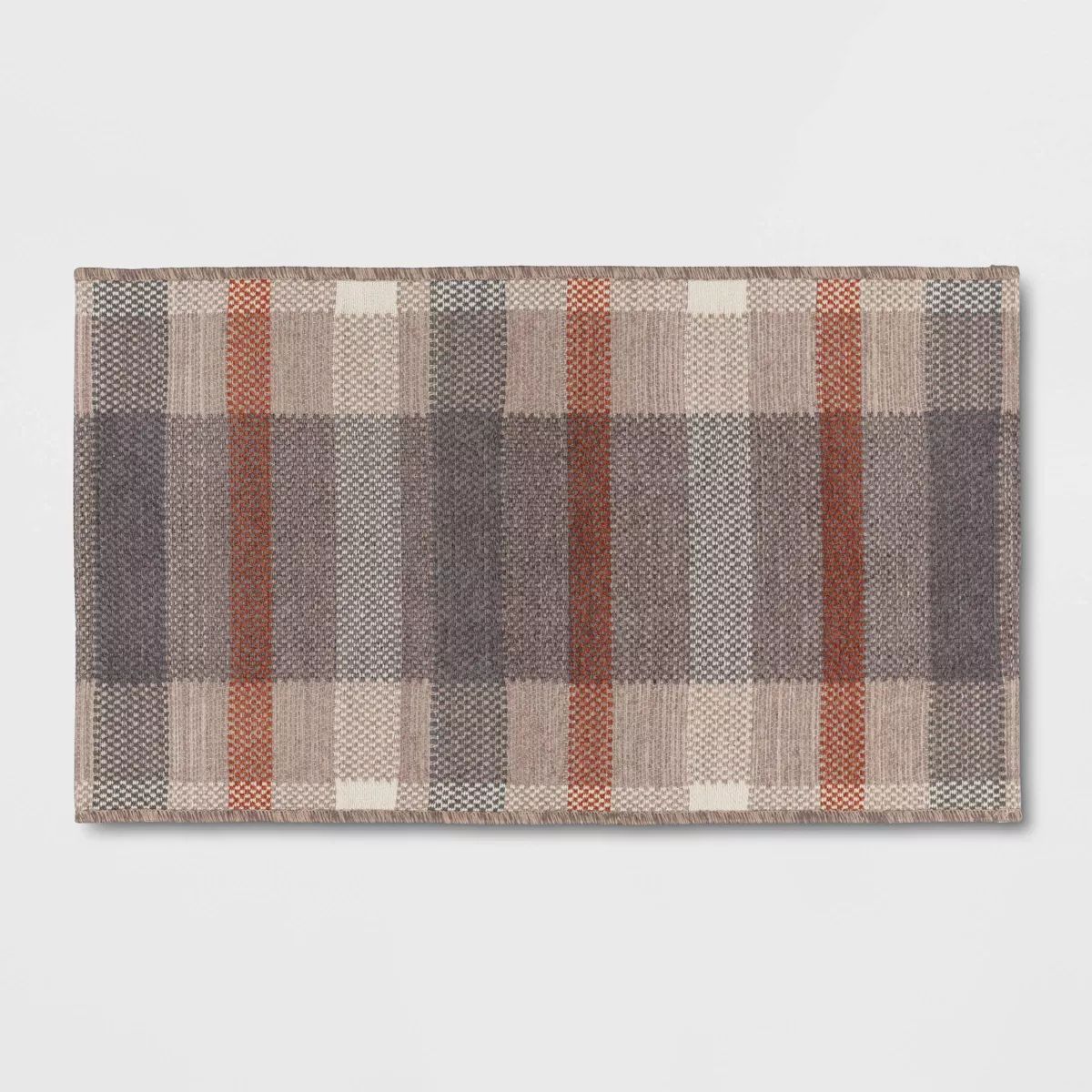 1'8"x2'10" Washable Fall Checkered Accent Rug Tan - Threshold™ | Target
