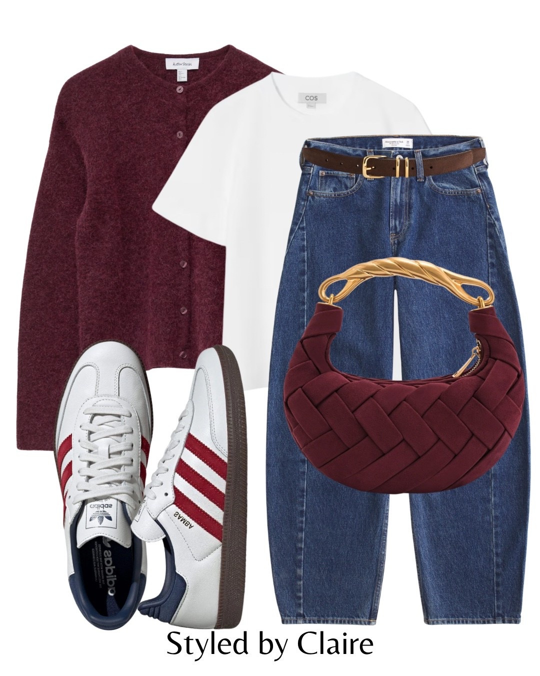 Burgundy & Denim❤️‍🔥
Tags: adidas samba og jw pei bag barrel leg jeans Abercrombie cos clean tshirt knit alpaca cardigan h&m other stories suede belt brown arket fashion autumn transitional inspo outfit ideas chic women’s style capsule wardrobe basics city break 

#LTKstyletip #LTKshoes #LTKbag