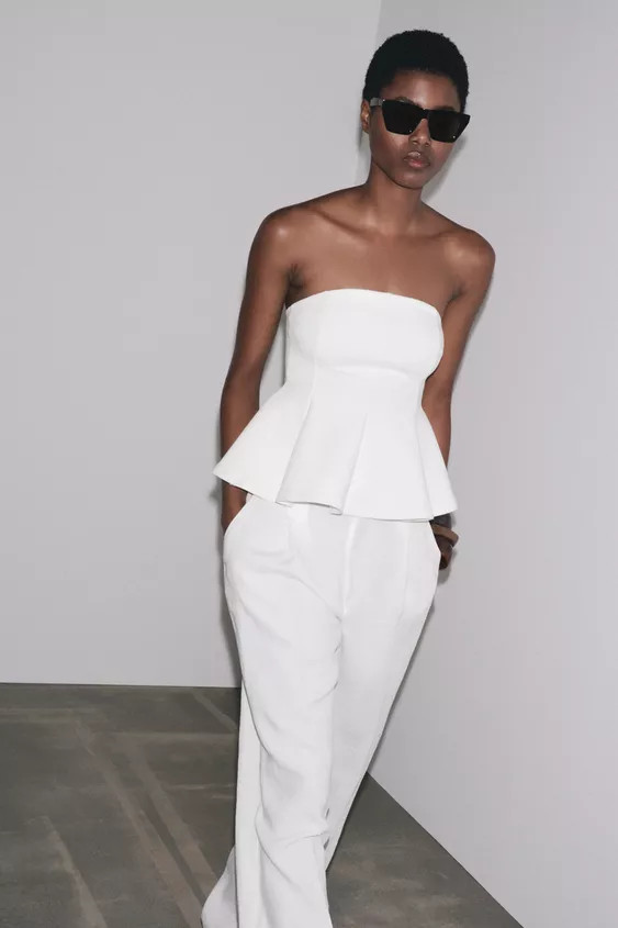 INTERLOCK PEPLUM TOP | Zara US