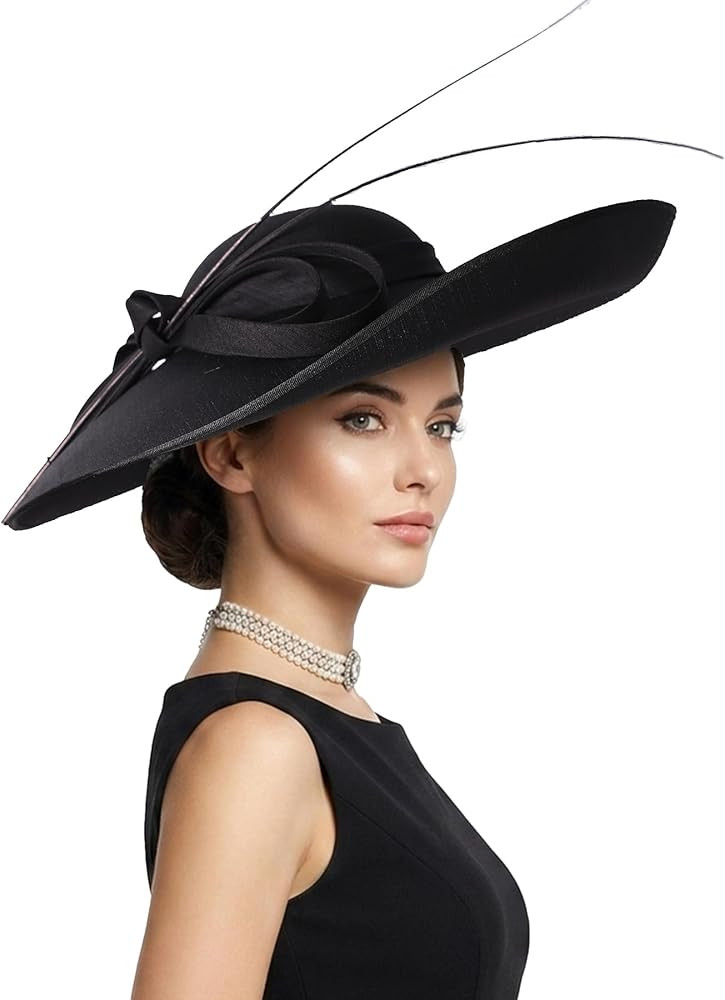 Royal Ladies Sinamay Weddings Hats Fascinators Big Brim Kentucky Church Fedoras Hat | Amazon (US)
