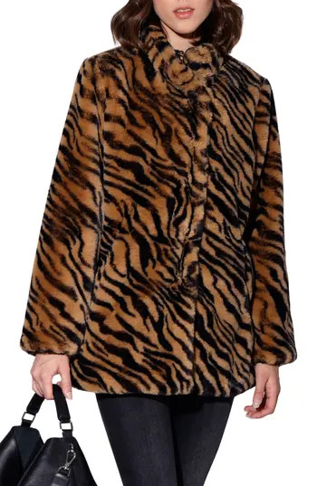 Walter Baker Priscilla Faux Fur Coat in Tiger at Nordstrom Rack, Size Large | Nordstrom Rack