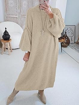 Saodimallsu Womens Oversized Sweater Dress Mock Neck Long Sleeve Casual Warm Chunky Knit Fall Win... | Amazon (US)